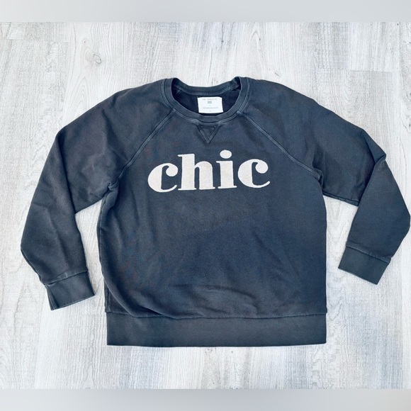 Anthropologie | Sol Angeles Black Gray Chic' Sweatshirt Medium - Picture 3 of 7